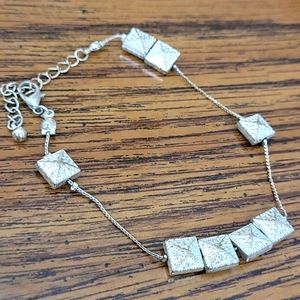 Silver Geometric Anklet - Squares, Unique